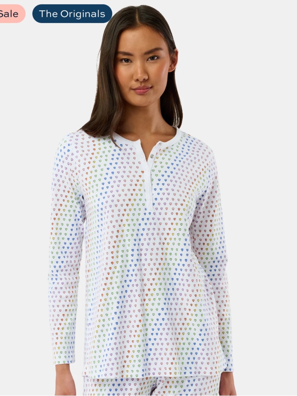 Roller Rabbit Disco Hearts Pajama Top In Rainbow